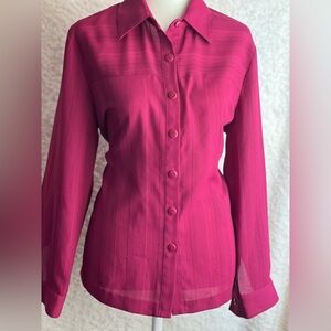 Dark Pink Button Down Vintage Women Size M/L